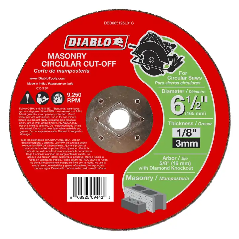 6-1/2 In. D X 5/8 In. X 1/8 In. Thick Silicon Carbide Masonry Circular Cut-off Disc 1 Pk