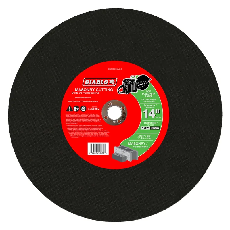 14 In. D X 1 In. X 1/8 In. Thick Silicon Carbide High Speed Masonry Cut-off Disc 1 Pk