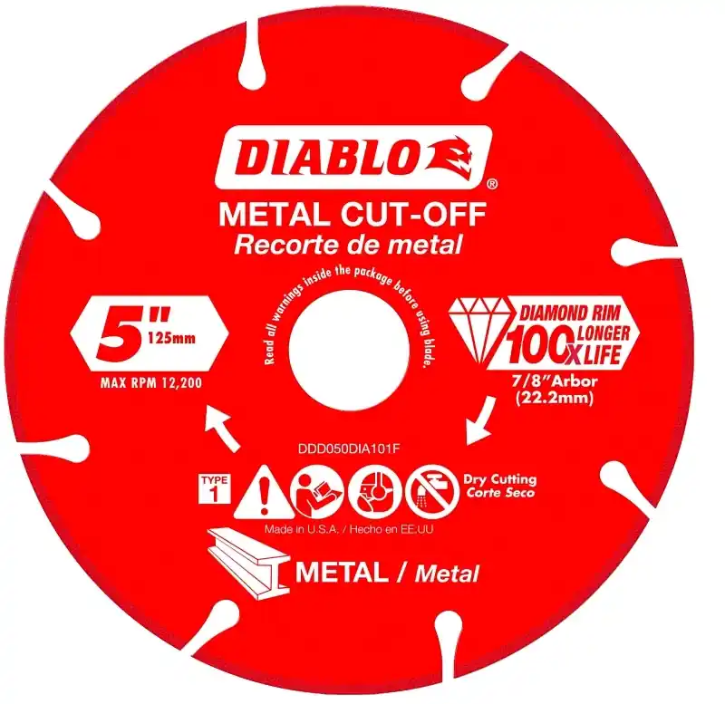 5 In. D X 7/8 In. X 0.039 In. Thick Diamond Metal Cut-off Wheel