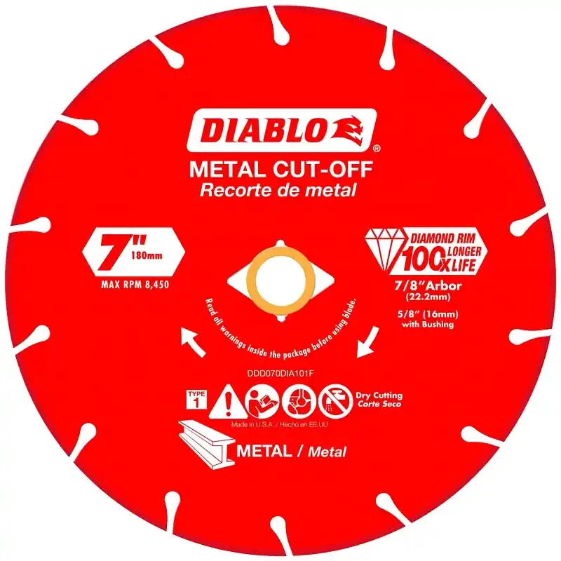 7 In. D X 7/8 In. X 0.065 In. Thick Diamond Metal Cut-off Wheel