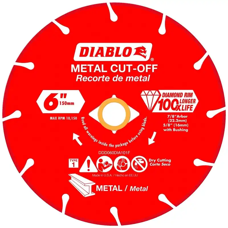 6 In. D X 7/8 In. X 0.047 In. Thick Diamond Metal Cut-off Wheel