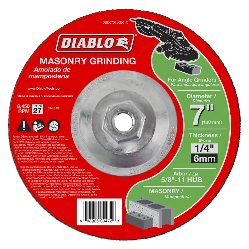 Masonry Grinding Disc, 7 X 1/4 X 5/8-11-in.