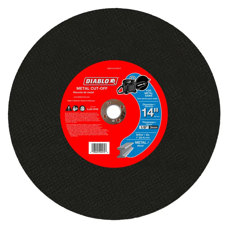 14 In. D X 1 In. X 1/8 In. Thick Aluminum Oxide High Speed Metal Cut-off Disc 1 Pk