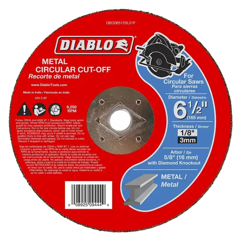 Metal Circular Cut-off Disc, 6-1/2 X 1/8 X 5/8-in.