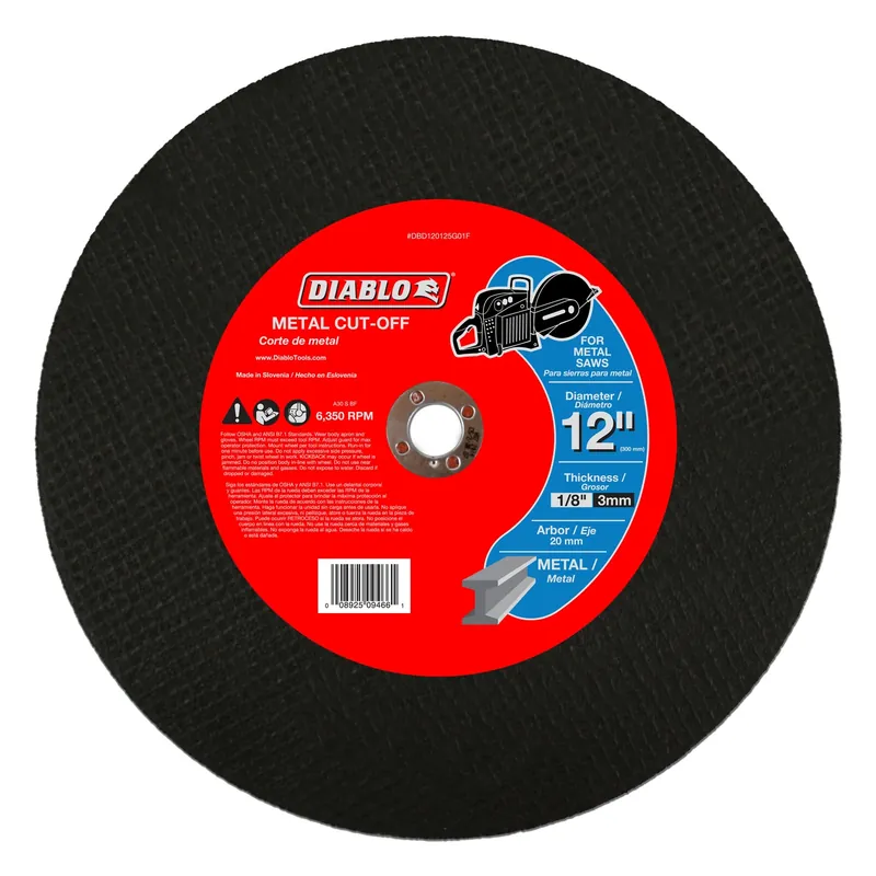 12 In. D X 20 Mm X 1/8 In. Thick Aluminum Oxide High Speed Metal Cut-off Disc 1 Pk