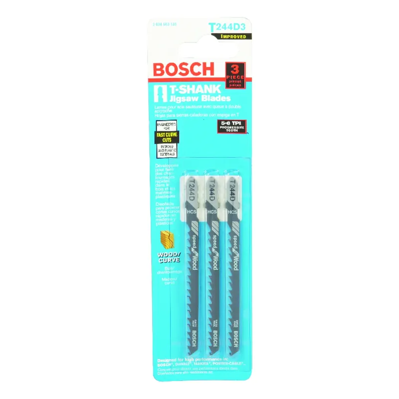 4 In. High Carbon Steel T-shank Jig Saw Blade 6 Tpi 3 Pk