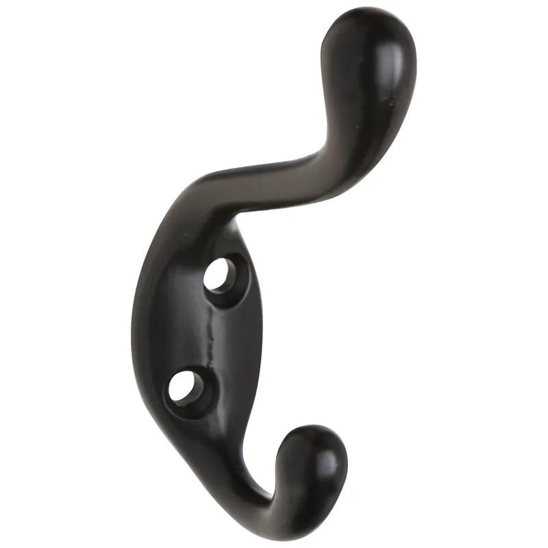 3.3 In. L Oil Rubbed Bronze Black Zinc Hook 75 Lb. Cap. 1 Pk