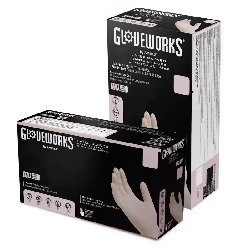 Gloveworks Latex Disposable Gloves X-large Ivory Powder Free 100 Pk