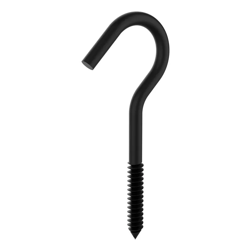 Medium Storm Shine Black Steel 4-1/4 In. L Screw Hook 60 Lb 1 Pk