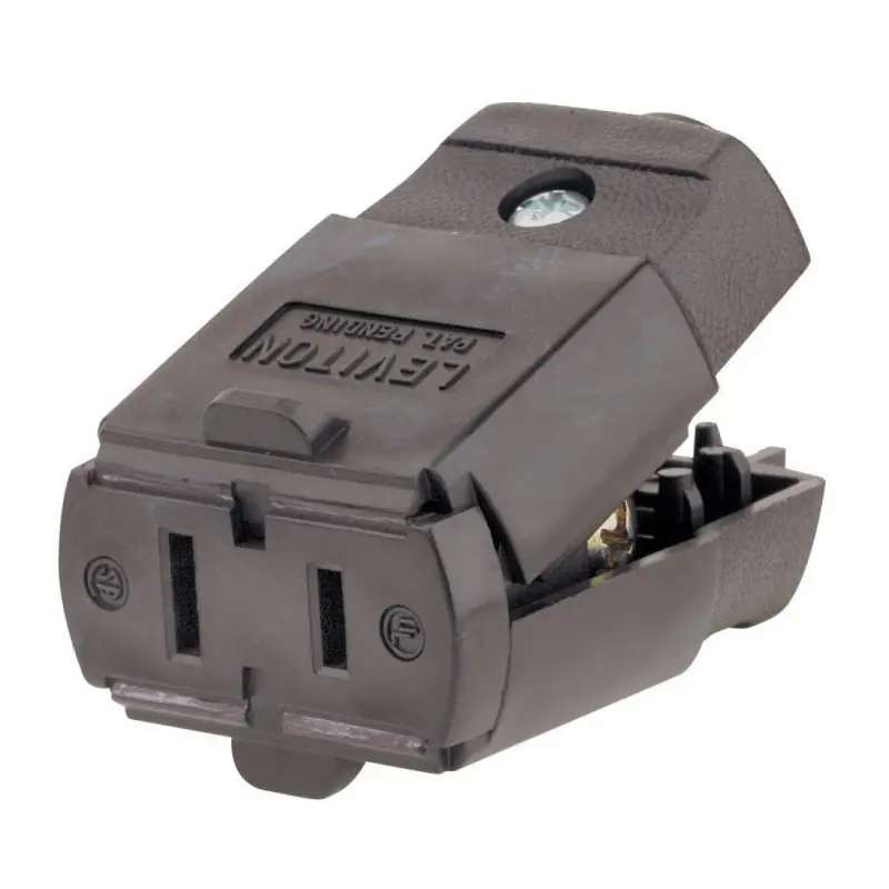 15a 125v 2-wire 2-pole Hinged Cord Connector, Brown