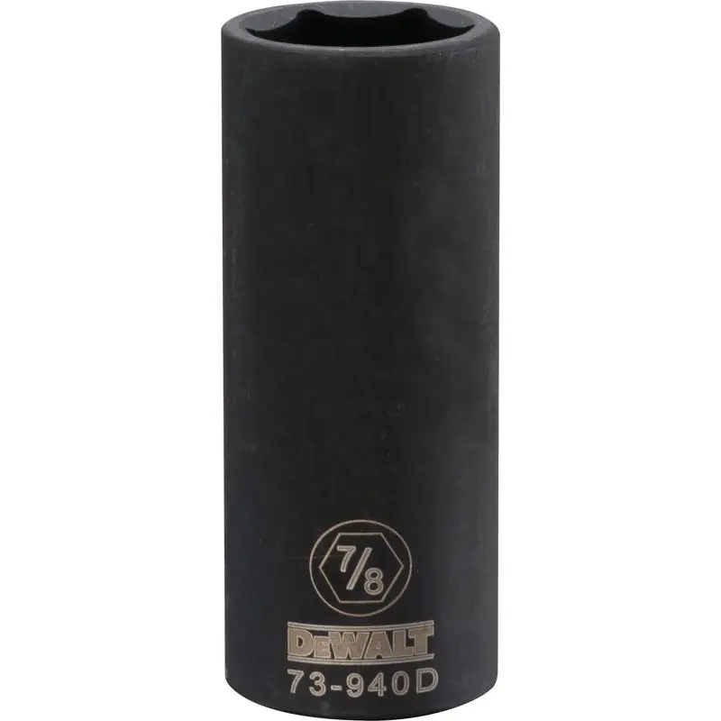 Dewalt 7/8‑in X 1/2‑in Sae 6‑point Deep Impact Socket – Black Oxide Heavy‑duty