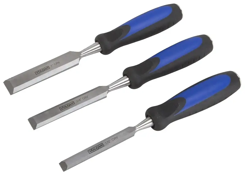 Wood Chisel Set 3 Piece 1/2, 3/4, 1 Inch With Tpr Handle