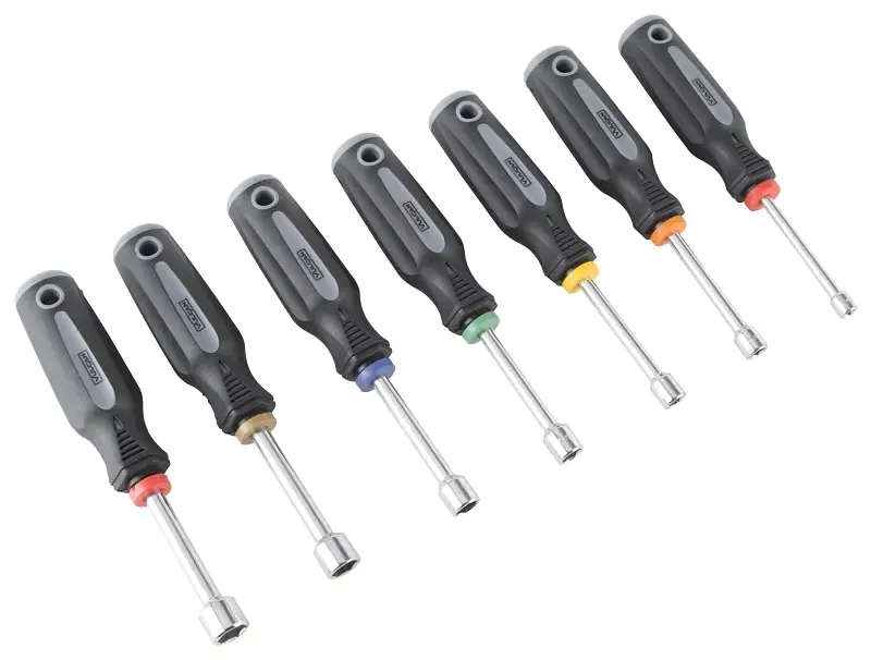 7 Piece Metric Nut Driver Set With Soft Cushion Grip And Chrome Plating