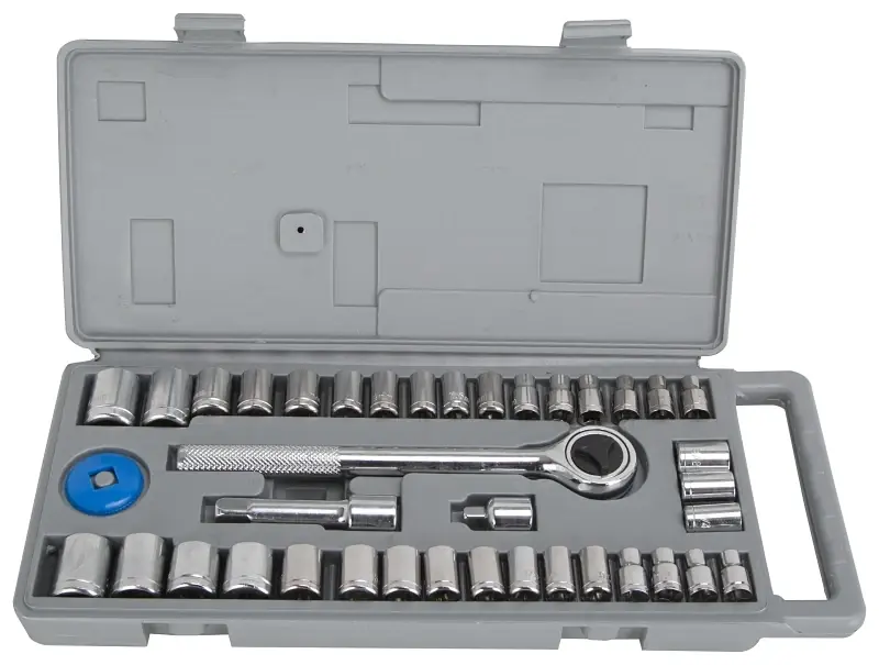40-piece Socket Set With 1/4 And 3/8 Drive Sae And Metric Sizes