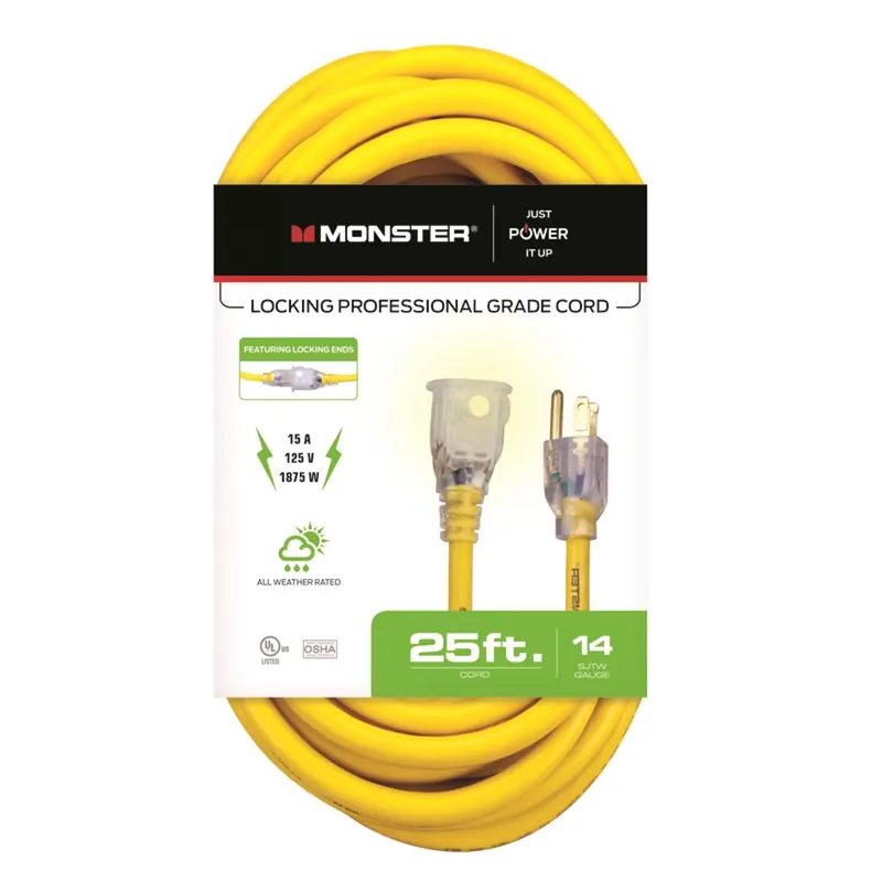 Just Power It Up Outdoor 25 Ft. L Yellow Extension Cord 14/3 Sjtw
