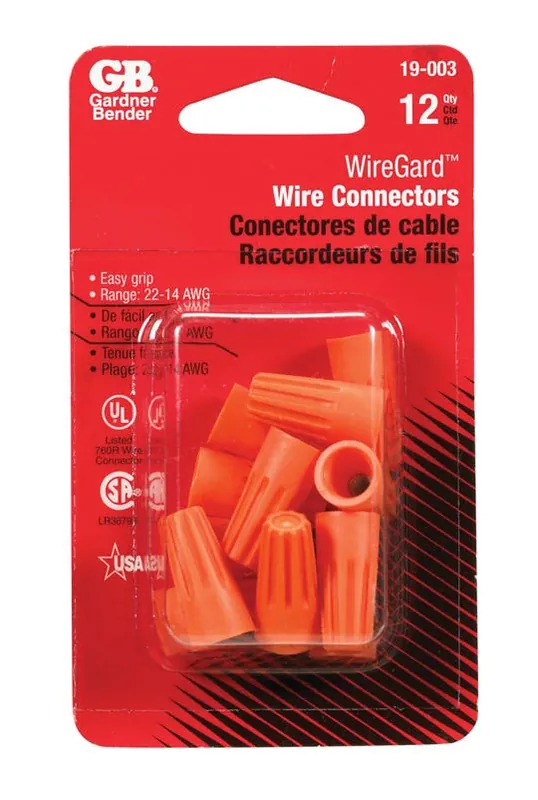 Gardner Bender Winggard 22-14 Ga. Copper Wire Wire Connector Orange 12 Pk
