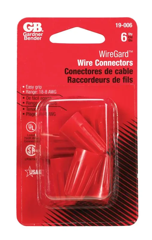 Gardner Bender Winggard 18-10 Ga. Copper Wire Wire Connector Red 6 Pk