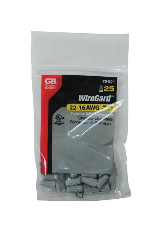 Gardner Bender Wiregard 22-16 Ga. Copper Wire Wire Connector Gray 25 Pk