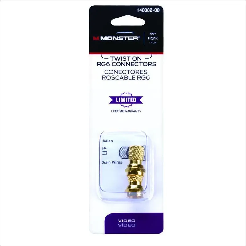 Monster Just Hook It Up Twist-on Rg6 Coaxial Connector 2 Pk