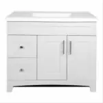 Shaker Door & Drawer Vanity Combo, Fashion Grey Finish & White Marble Top, 36 In. Wide