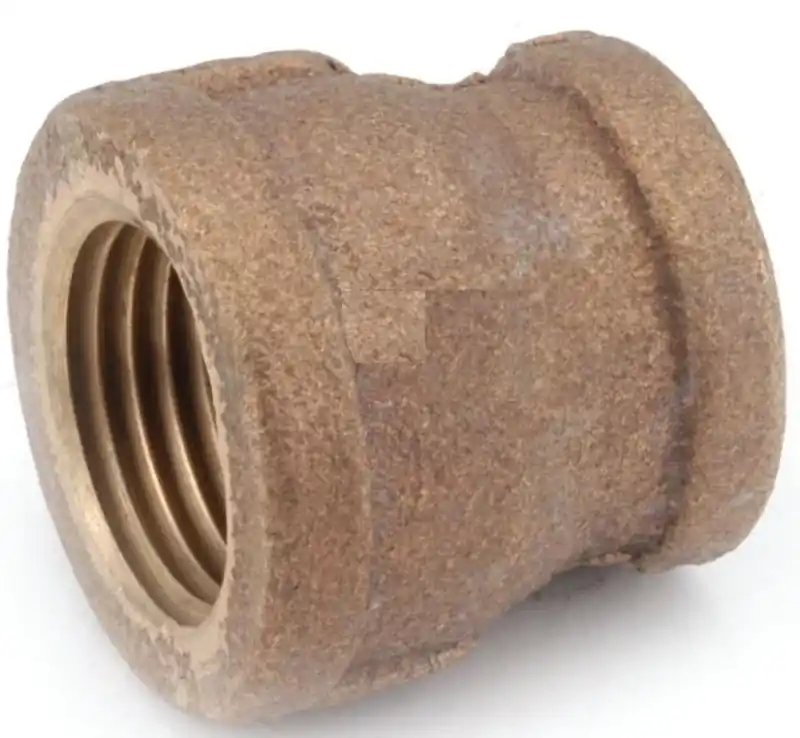 Pipe Fitting, Reducing Coupling, Lead Free Rough Brass, 3/8 X 1/4 In.