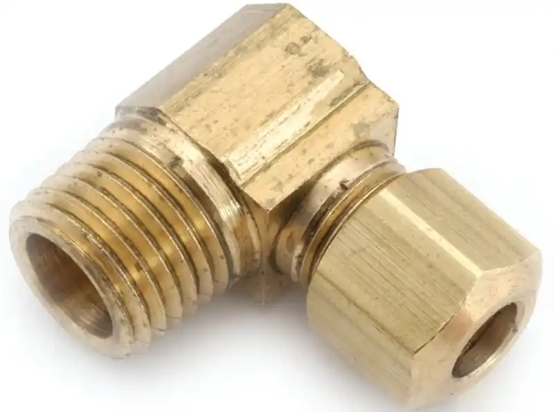 Pipe Fitting, Elbow, 90-degree, Lead Free Brass, 1/2 Compression X 1/2 In. Mpt