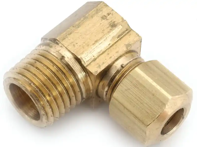 Elbow, Brass, 90-degree, Compression, Male, 1/4 X 1/8 In.
