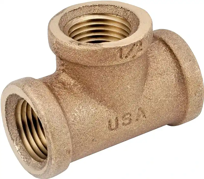 Pipe Tee, Rough Brass, 1/2 In.