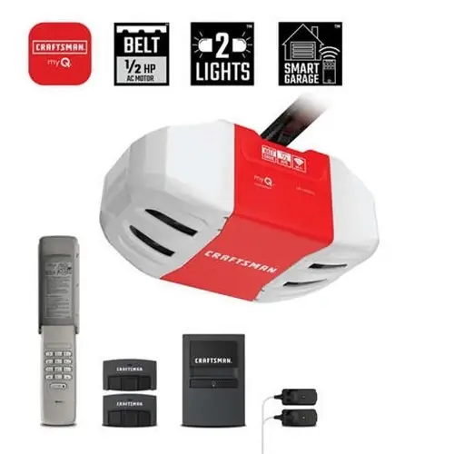 Craftsman 1/2 Horsepower Belt Drive Smart Garage Door Opener With Wifi Compatibility