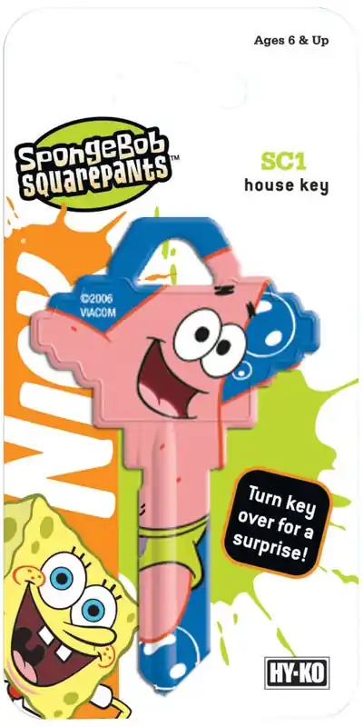 Double-sided Spongebob And Patrick Key Blank For Schlage Locks Model Sc1-sb2