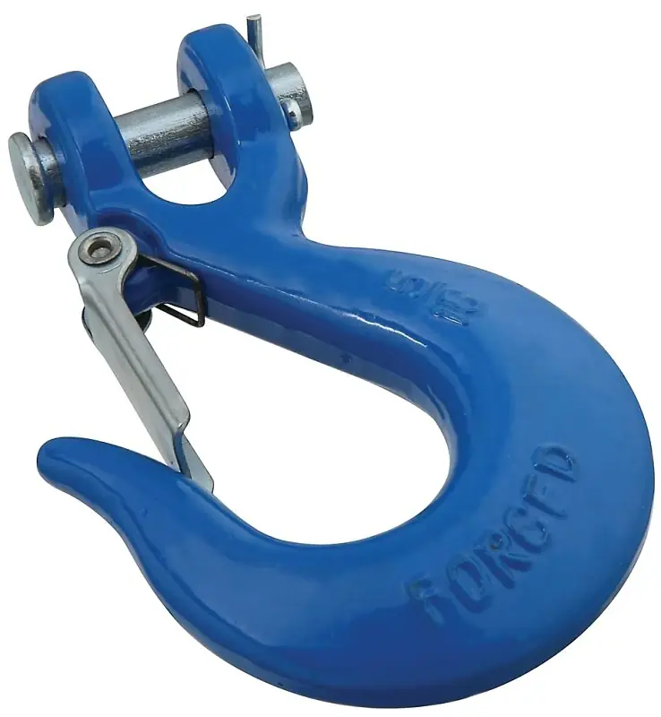Clevis Slip Hook With Latch, Blue, 5/16 In.