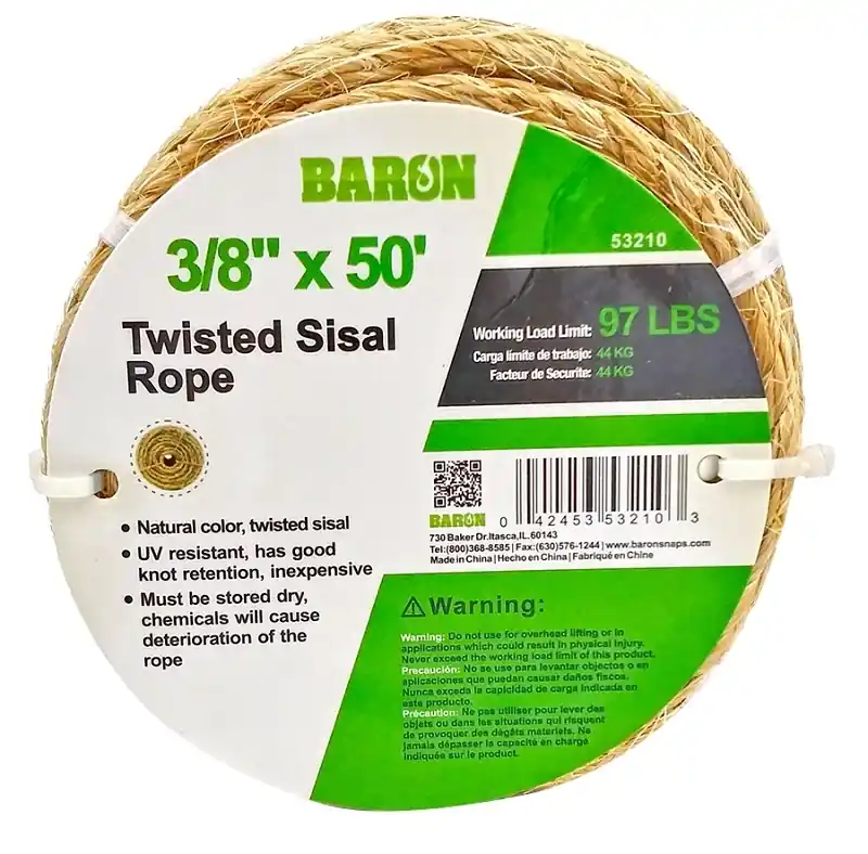 Manufacturing 3/8 Inch X 50 Feet Twisted Sisal Rope - Model 53210