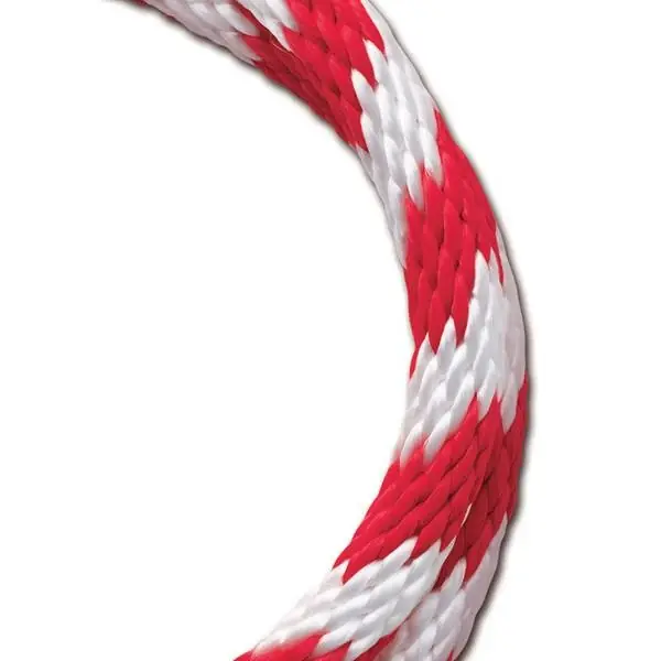 Manufacturing 3/8" X 50‘ Polypropylene Solid Braid Derby Rope - Red/white