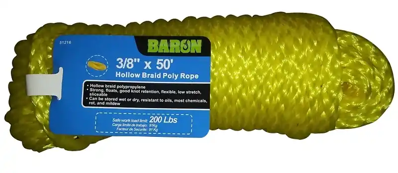 Manufacturing 3/8" X 50‘ Polypropylene Hollow-braid Rope - Yellow