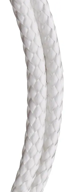 50 Feet White Diamond Braided Nylon Rope, 3/16 Inch Diameter, 70 Lb Working Load Limit