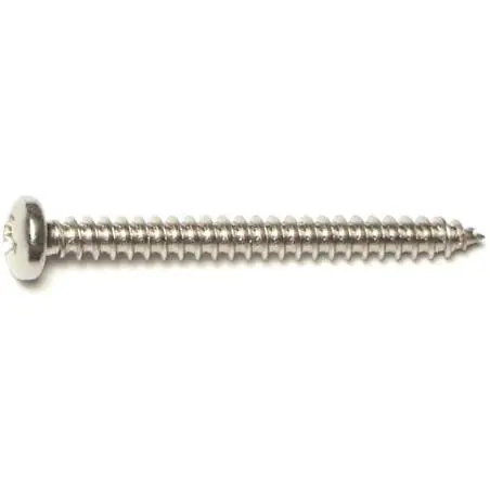 6 X 1-1/2 Inch Stainless Steel Phillips Pan Sheet Metal Screws - 50 Count