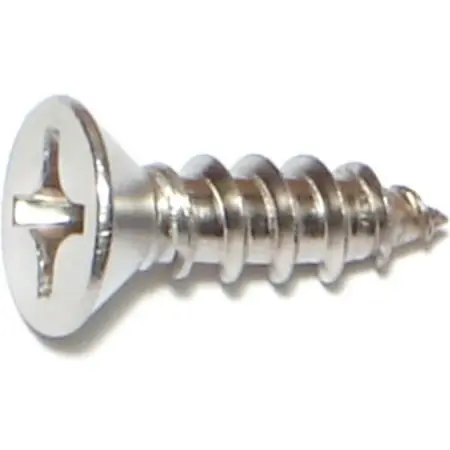 12 X 3/4 Inch Stainless Steel Phillips Flat Sheet Metal Screws - 100 Count