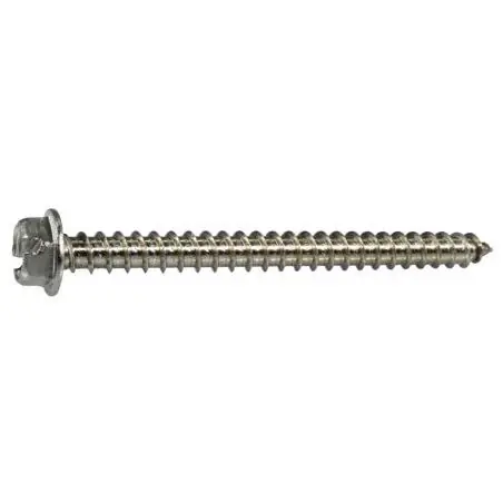 12 X 2-1/2 18-8 Stainless Slotted Hex Head Sheet Metal Screws (50 Pcs.)