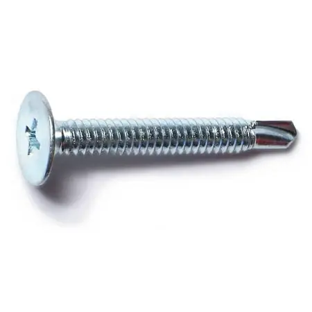 10-24 X 1-1/2 Zinc Plated Steel Phillips Wafer Self-drilling Screws - 10 Count