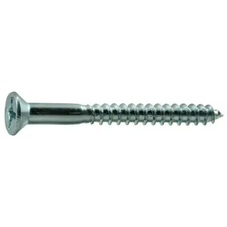 12 X 2-1/4 Zinc Plated Steel Phillips Flat Head Wood Screws - 100 Count
