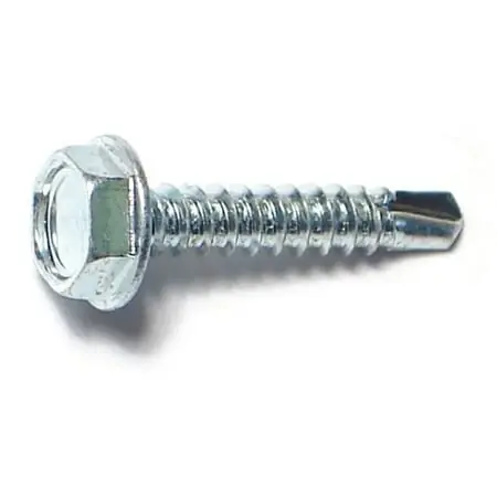 6-20 X 3/4 Zinc Plated Steel Hex Washer Self-drilling Screws - Durable Fasteners