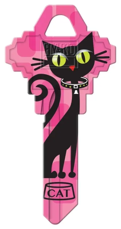 Hy-ko Cat House Key Blank For Schlage Locks - Decorative Black Cat Design