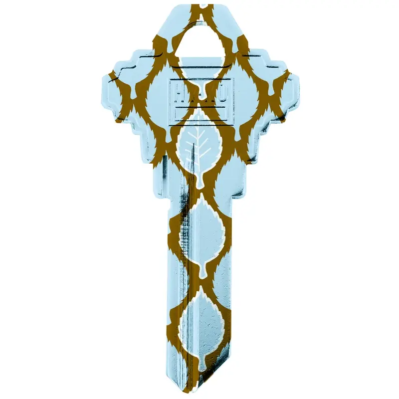 Hy-ko Sc1-39 Blue/tan Leaves Key Blank For Schlage Sc1 Keyways