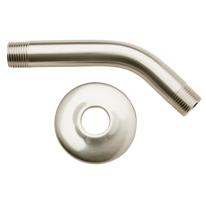 Brushed Nickel Metal 6 Inch Shower Arm And Flange With 1/2 Inch Ips