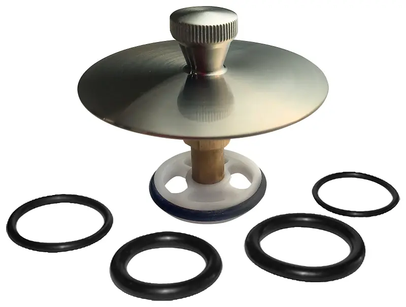 Universal Bathtub Drain Stopper In Brushed Nickel With O-rings Assortment
