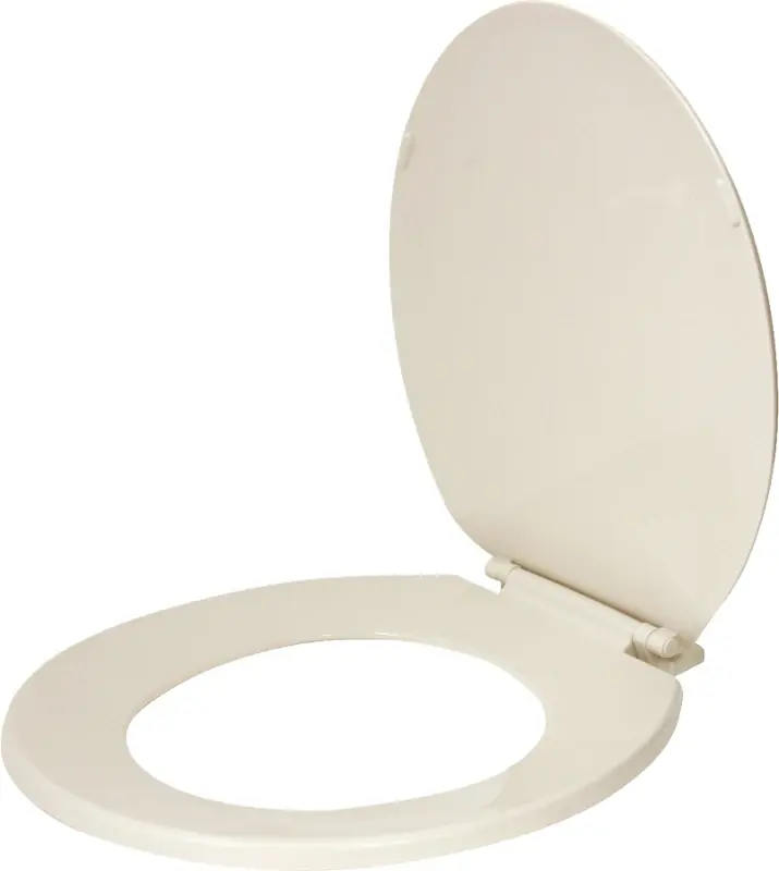 Cs04-b3l Round Toilet Seat, Plastic, Bone Color With Hinges Included