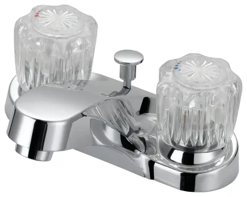 4 Inch Two Handle Lavatory Faucet With Acrylic Handles And Chrome Finish