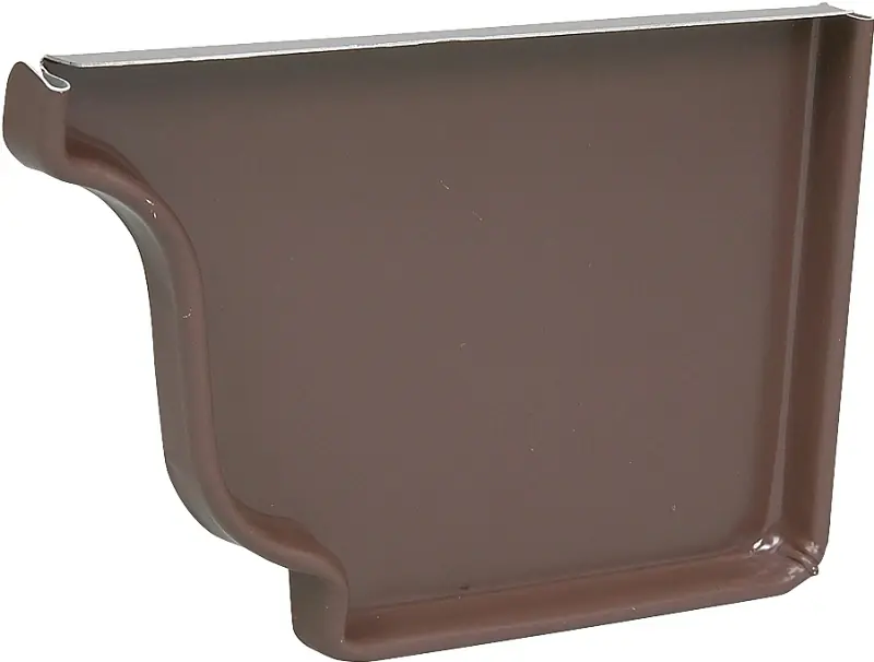 Gutter End Cap, Right, Brown Aluminum, 5 In.