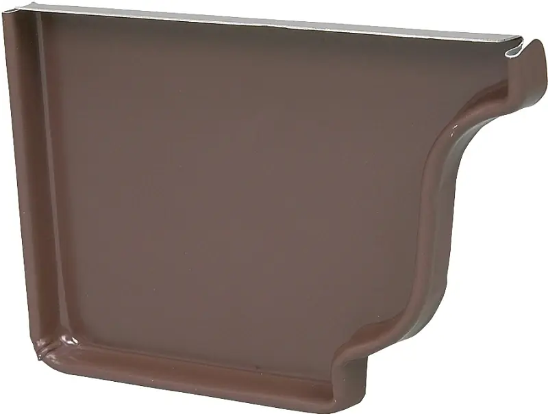 Gutter End Cap, Left, Brown Aluminum, 5 In.