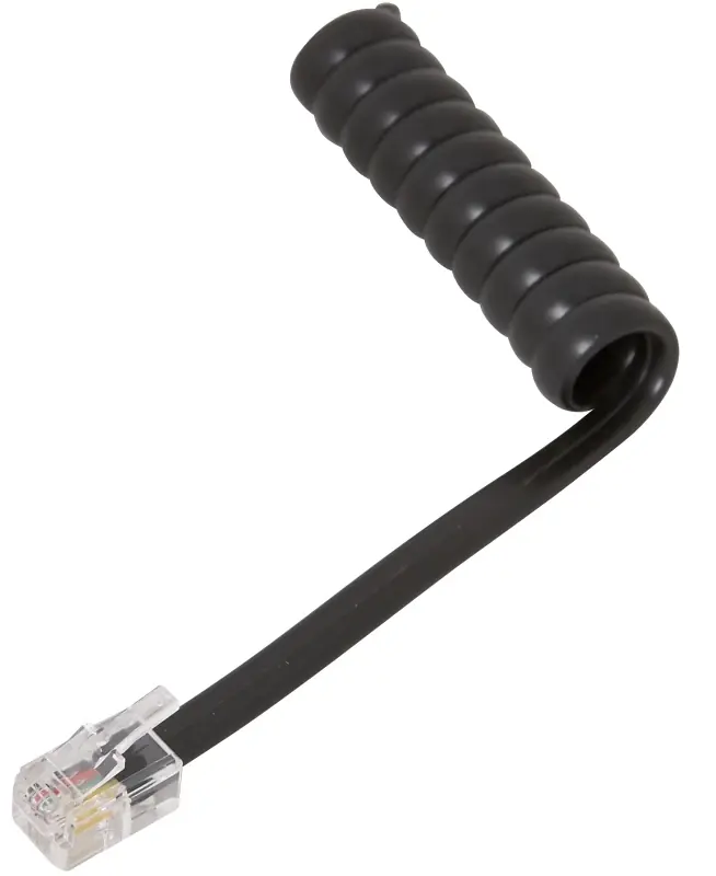 25 Foot Black Coiled Phone Cord With Rj11 Connectors